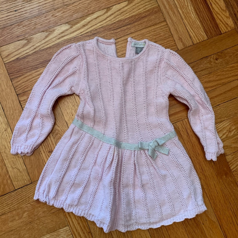 Beautiful pink cotton dress with silver belt girls